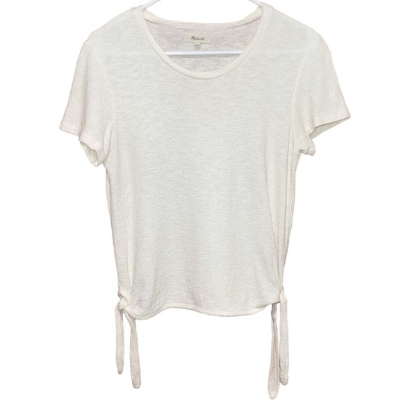 Madewell Cream Side Knot Short Sleeve Textured Top - Small, Women’s - Picture 1 of 6